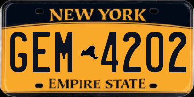 NY license plate GEM4202
