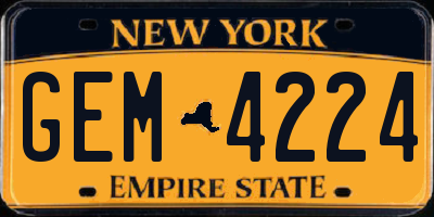 NY license plate GEM4224