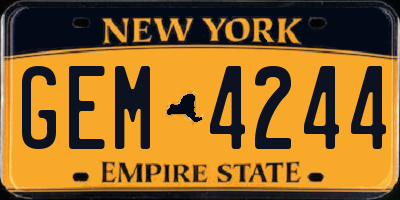 NY license plate GEM4244