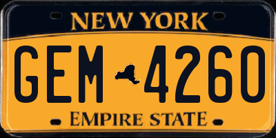 NY license plate GEM4260