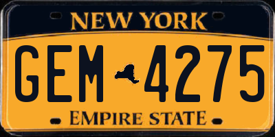 NY license plate GEM4275