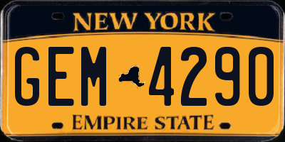 NY license plate GEM4290