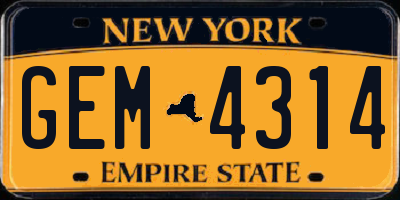 NY license plate GEM4314