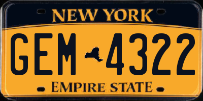 NY license plate GEM4322