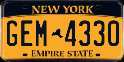 NY license plate GEM4330