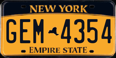 NY license plate GEM4354