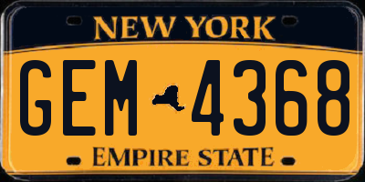 NY license plate GEM4368
