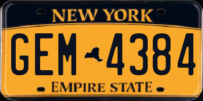 NY license plate GEM4384