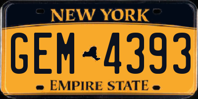 NY license plate GEM4393