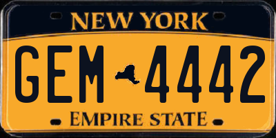 NY license plate GEM4442
