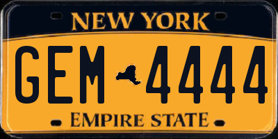 NY license plate GEM4444
