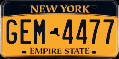 NY license plate GEM4477