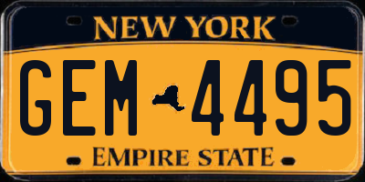 NY license plate GEM4495