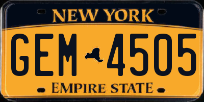 NY license plate GEM4505