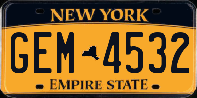 NY license plate GEM4532