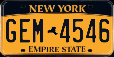 NY license plate GEM4546
