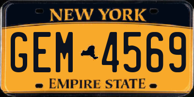 NY license plate GEM4569