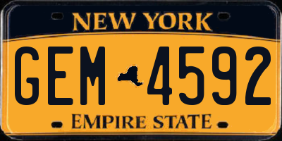 NY license plate GEM4592