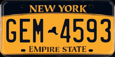 NY license plate GEM4593