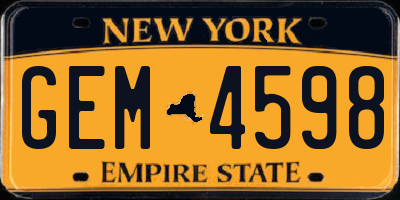 NY license plate GEM4598