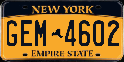 NY license plate GEM4602