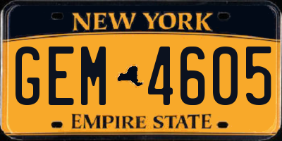 NY license plate GEM4605