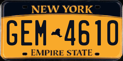 NY license plate GEM4610