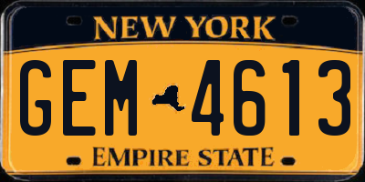 NY license plate GEM4613