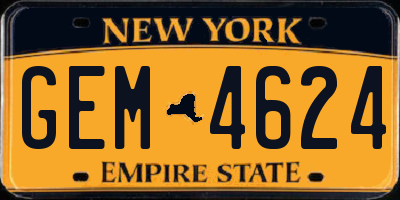 NY license plate GEM4624