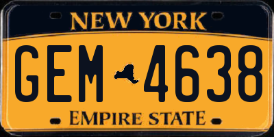 NY license plate GEM4638