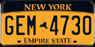 NY license plate GEM4730