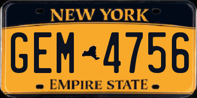 NY license plate GEM4756