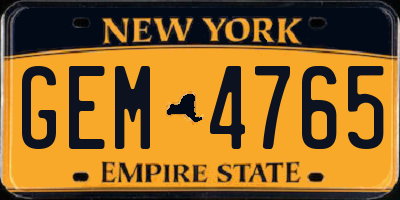 NY license plate GEM4765