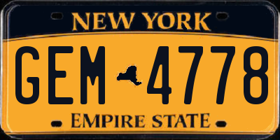 NY license plate GEM4778