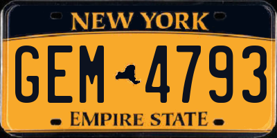 NY license plate GEM4793