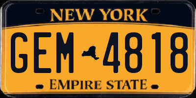 NY license plate GEM4818