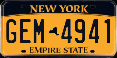 NY license plate GEM4941