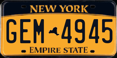 NY license plate GEM4945