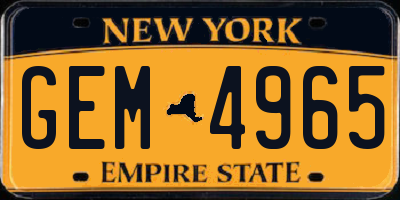 NY license plate GEM4965