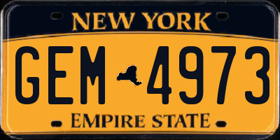 NY license plate GEM4973