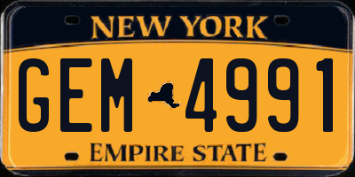 NY license plate GEM4991