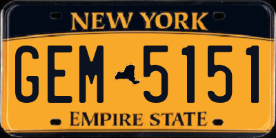 NY license plate GEM5151