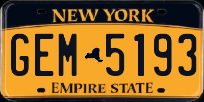 NY license plate GEM5193