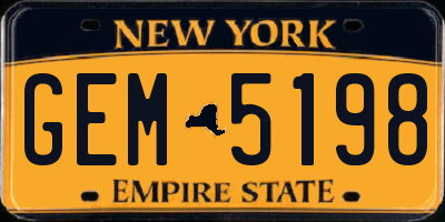 NY license plate GEM5198