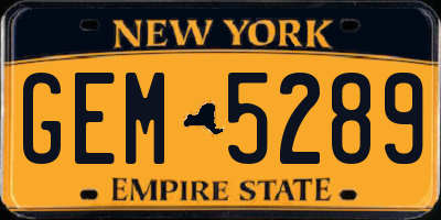 NY license plate GEM5289