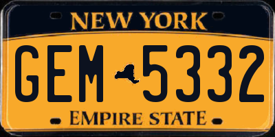 NY license plate GEM5332