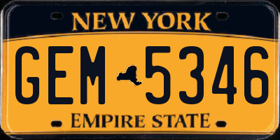 NY license plate GEM5346