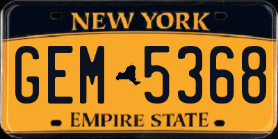 NY license plate GEM5368