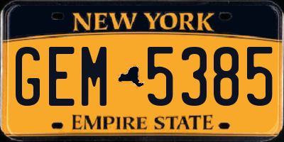 NY license plate GEM5385