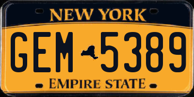 NY license plate GEM5389